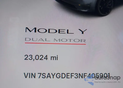 2022 Tesla Model Y Performance Dual Motor All-Wheel Drive из США, поврежденный, VIN 7SAYGDEF3NF405901